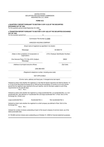 Thumbnail Hancock Whitney 10-Q Quarterly Report FY 