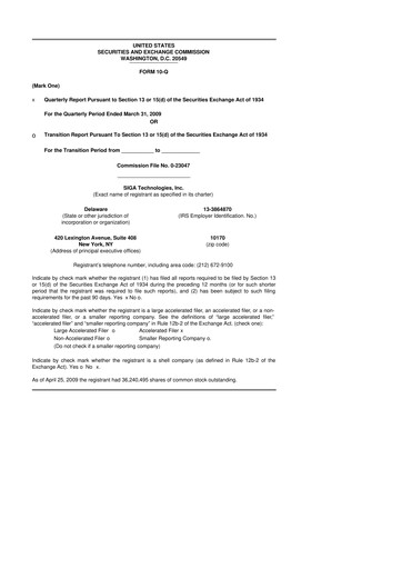 Thumbnail SIGA Technologies 10-Q Quarterly Report FY 