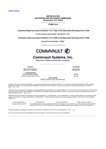 Thumbnail Commvault 10-Q Quarterly Report FY2018 