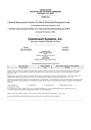 Thumbnail Commvault 10-Q Quarterly Report FY2020 