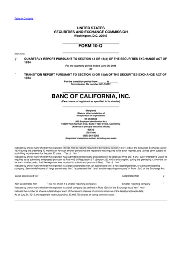 Thumbnail Banc of California 10-Q Quarterly Report FY2015 