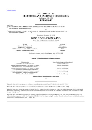 Vorschaubild Banc of California 10-K Jahresbericht 2015