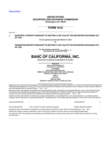 Thumbnail Banc of California 10-Q Quarterly Report FY2016 
