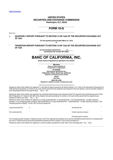 Thumbnail Banc of California 10-Q Quarterly Report FY2019 