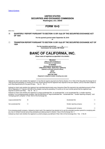 Thumbnail Banc of California 10-Q Quarterly Report FY2019 