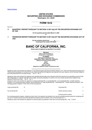 Thumbnail Banc of California 10-Q Quarterly Report FY2020 
