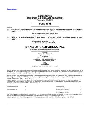 Thumbnail Banc of California 10-Q Quarterly Report FY2020 