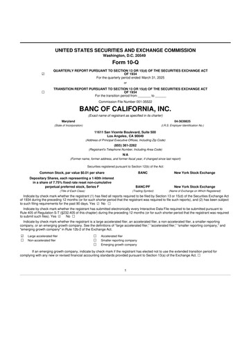 Thumbnail Banc of California 10-Q Quarterly Report FY2025 
