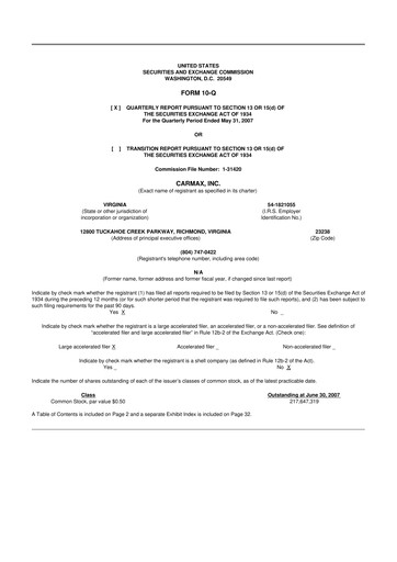 Vorschaubild CarMax
 10-Q Quartalsbericht  