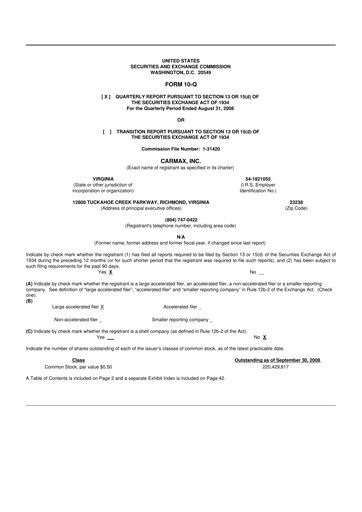 Vorschaubild CarMax
 10-Q Quartalsbericht  