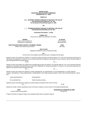 Vorschaubild CarMax
 10-Q Quartalsbericht  