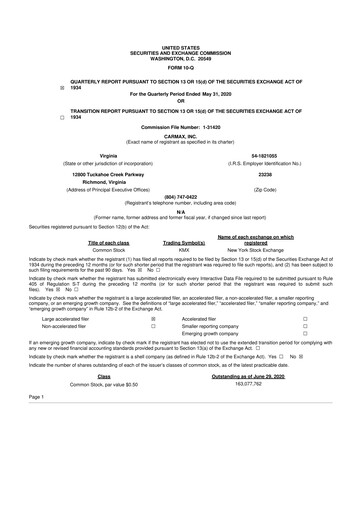 Vorschaubild CarMax
 10-Q Quartalsbericht 2021 