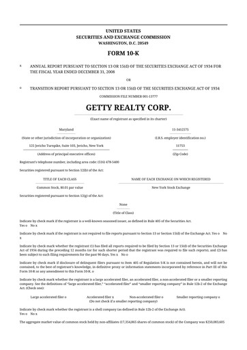 Thumbnail Getty Realty 10-K Annual Report 