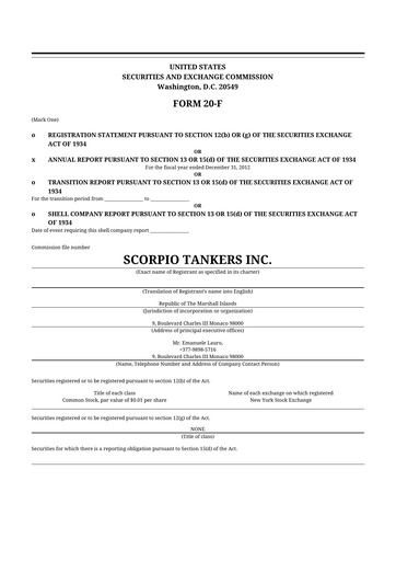 Thumbnail Scorpio Tankers
 20-F Annual Report 