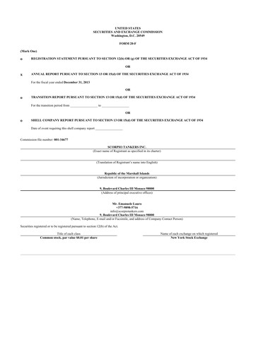 Thumbnail Scorpio Tankers
 20-F Annual Report 