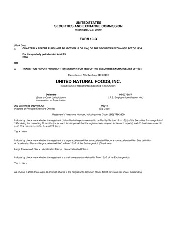 Thumbnail United Natural Foods
 10-Q Quarterly Report FY 