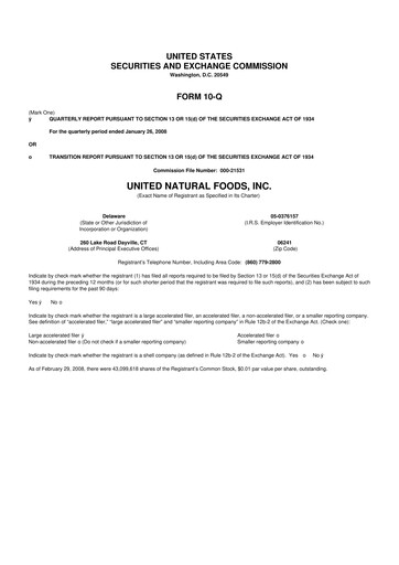 Thumbnail United Natural Foods
 10-Q Quarterly Report FY 