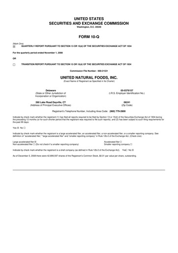 Thumbnail United Natural Foods
 10-Q Quarterly Report FY 