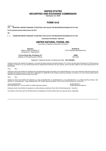 Thumbnail United Natural Foods
 10-Q Quarterly Report FY 
