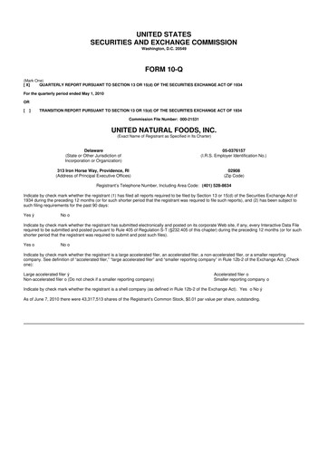 Thumbnail United Natural Foods
 10-Q Quarterly Report FY 