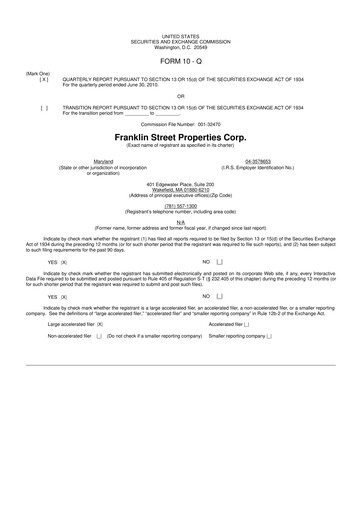 Miniature Franklin Street Properties 10-Q Rapport trimestriel  