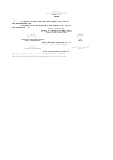 Thumbnail Franklin Street Properties 10-K Annual Report 2010