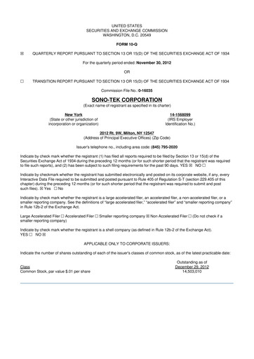 Vorschaubild Sono-Tek Corporation 10-Q Quartalsbericht 2013 