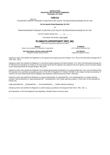 Vorschaubild Plymouth Industrial REIT 10-Q Quartalsbericht 2013 