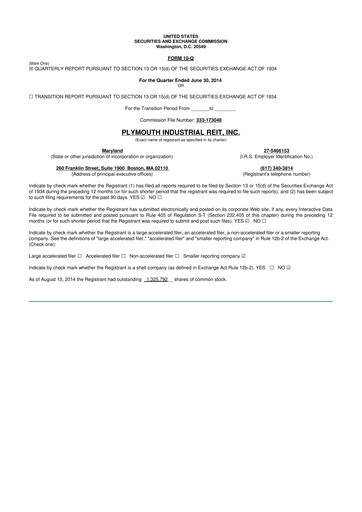 Vorschaubild Plymouth Industrial REIT 10-Q Quartalsbericht 2014 