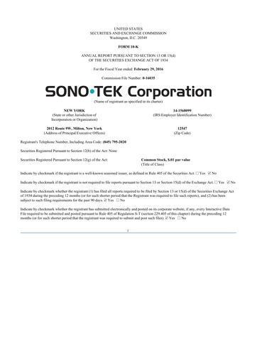 Thumbnail Sono-Tek Corporation 10-K Annual Report 2016