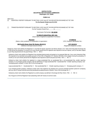 Vorschaubild Plymouth Industrial REIT 10-Q Quartalsbericht 2018 