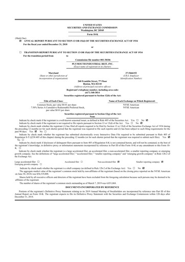 Miniature Plymouth Industrial REIT 10-K Rapport annuel 2018