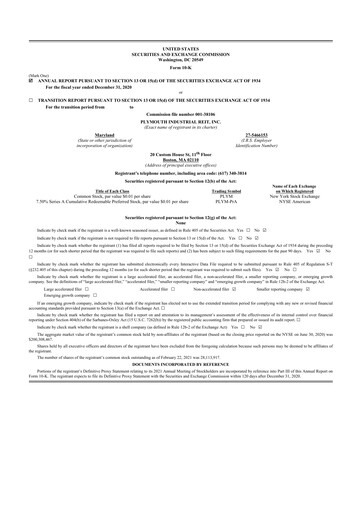 Miniature Plymouth Industrial REIT 10-K Rapport annuel 2020