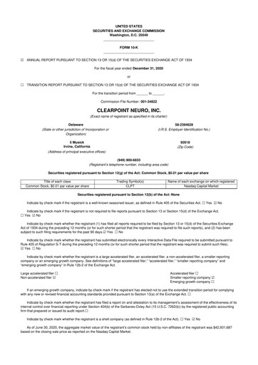 Miniature ClearPoint Neuro 10-K Rapport annuel 2020