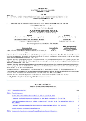 Vorschaubild Plymouth Industrial REIT 10-Q Quartalsbericht 2021 