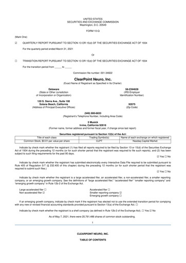 Miniature ClearPoint Neuro 10-Q Rapport trimestriel 2021 
