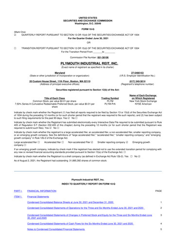 Vorschaubild Plymouth Industrial REIT 10-Q Quartalsbericht 2021 