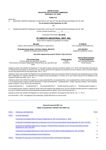 Vorschaubild Plymouth Industrial REIT 10-Q Quartalsbericht 2021 
