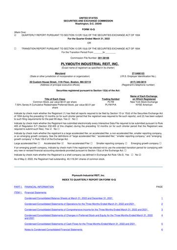 Vorschaubild Plymouth Industrial REIT 10-Q Quartalsbericht 2021 