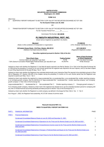 Vorschaubild Plymouth Industrial REIT 10-Q Quartalsbericht 2022 