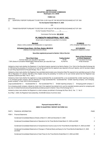 Vorschaubild Plymouth Industrial REIT 10-Q Quartalsbericht 2023 