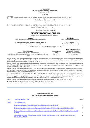 Vorschaubild Plymouth Industrial REIT 10-Q Quartalsbericht 2023 