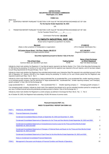 Vorschaubild Plymouth Industrial REIT 10-Q Quartalsbericht 2023 