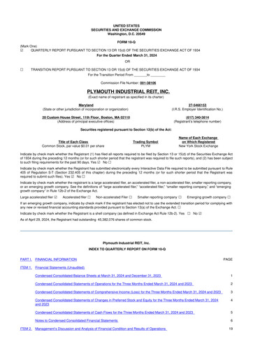 Vorschaubild Plymouth Industrial REIT 10-Q Quartalsbericht 2024 
