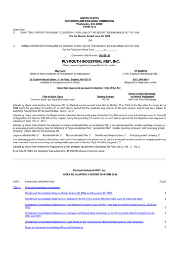 Vorschaubild Plymouth Industrial REIT 10-Q Quartalsbericht 2024 