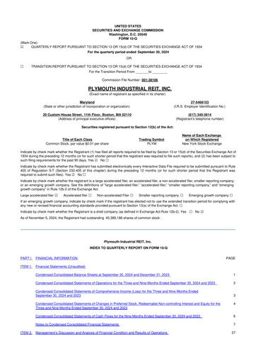 Vorschaubild Plymouth Industrial REIT 10-Q Quartalsbericht 2024 
