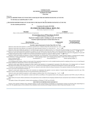 Miniature Plymouth Industrial REIT 10-K Rapport annuel 2024