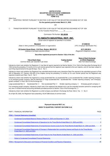 Vorschaubild Plymouth Industrial REIT 10-Q Quartalsbericht 2025 