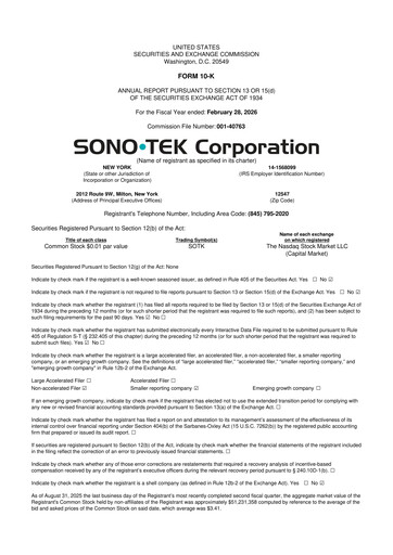 Thumbnail Sono-Tek Corporation 10-K Annual Report 2026