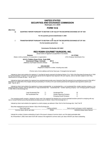 Thumbnail Red Robin
 10-Q Quarterly Report FY2020 